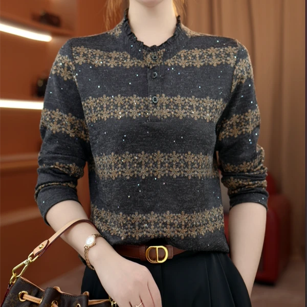 2025新款原版秋冬气质打底衫时尚减龄衬衫加厚保暖绒衫