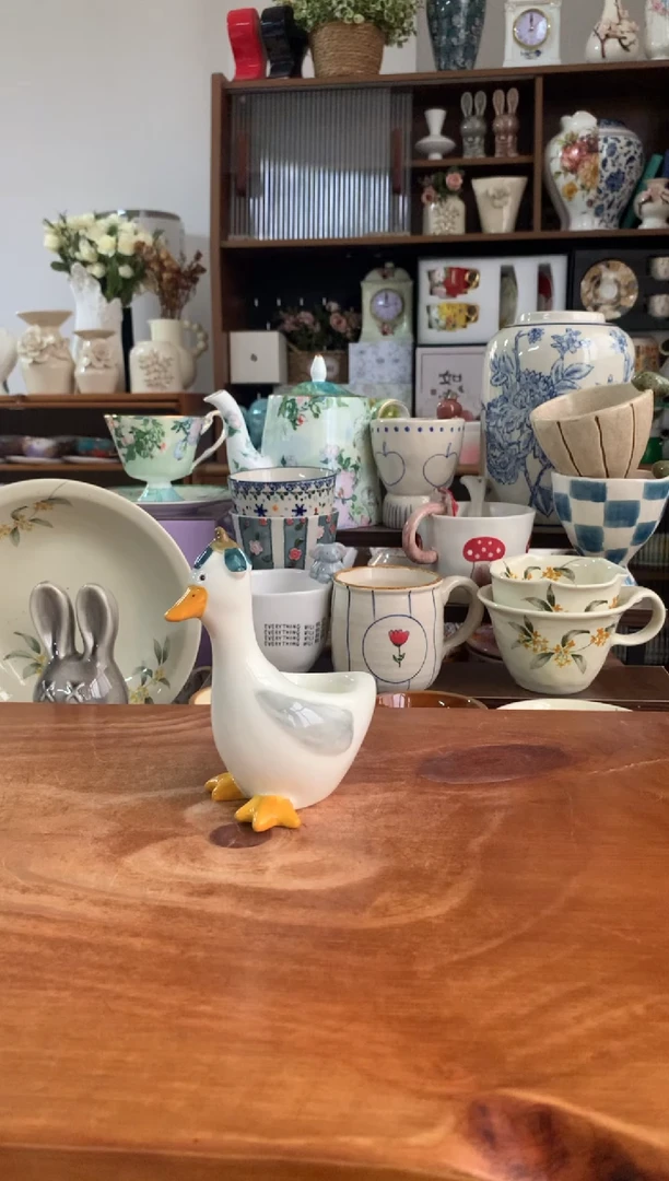 陶瓷【清仓微瑕】鸭子蛋托一只