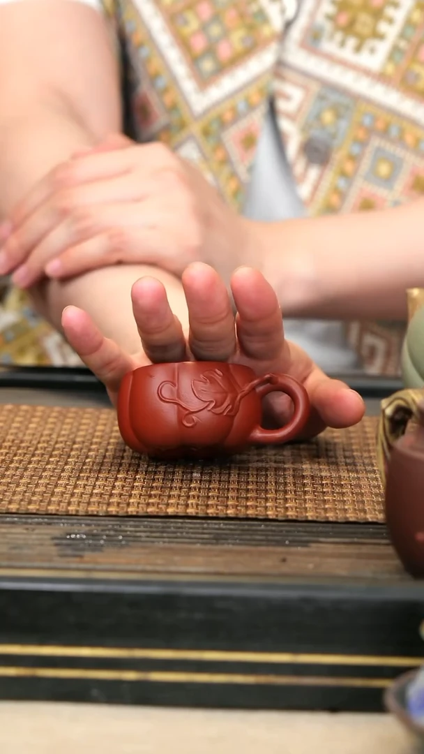 紫砂摆件9《南瓜品茗杯》朱泥