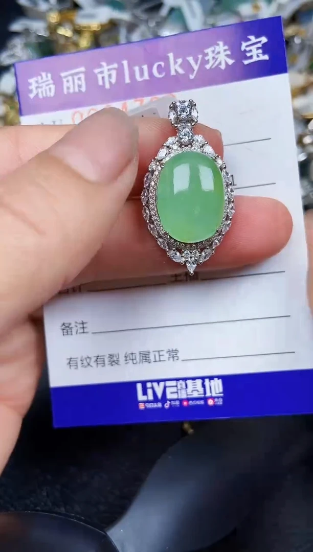 翡翠银S925镶嵌颈饰4709