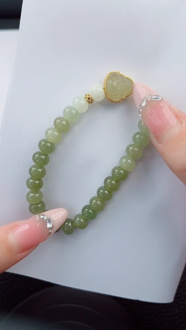 手串未镶嵌和田玉555岚钻微色差T佛公