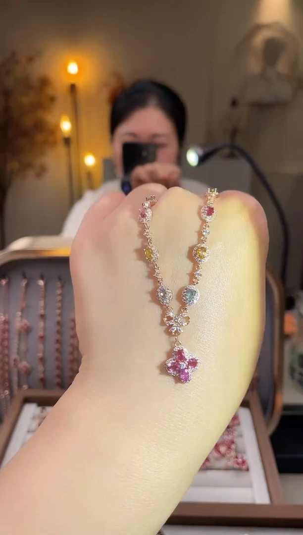 银S925镶嵌颈饰碧玺颈饰