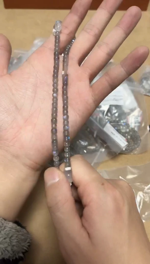 未镶嵌手链水晶22-67灰月光双圈手串