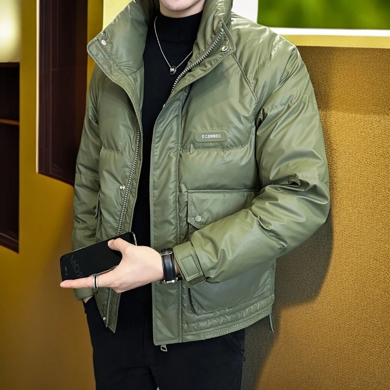 维斯克纳皮羽绒服男士冬季新款男装潮牌青年短款冬装加厚立领外套