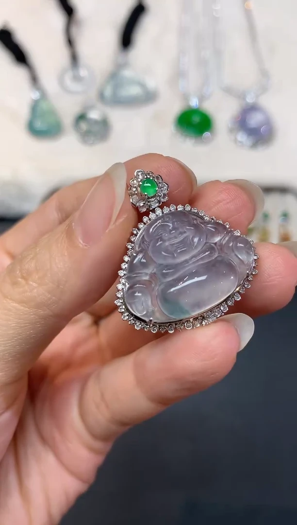 吊坠(不含链)18K金镶嵌翡翠W748|8800