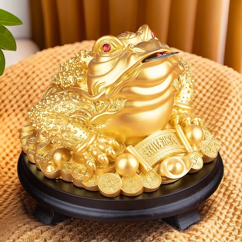 招财金蟾摆件三足金蝉家居客厅办公室店铺开业前台创意三脚蟾蜍