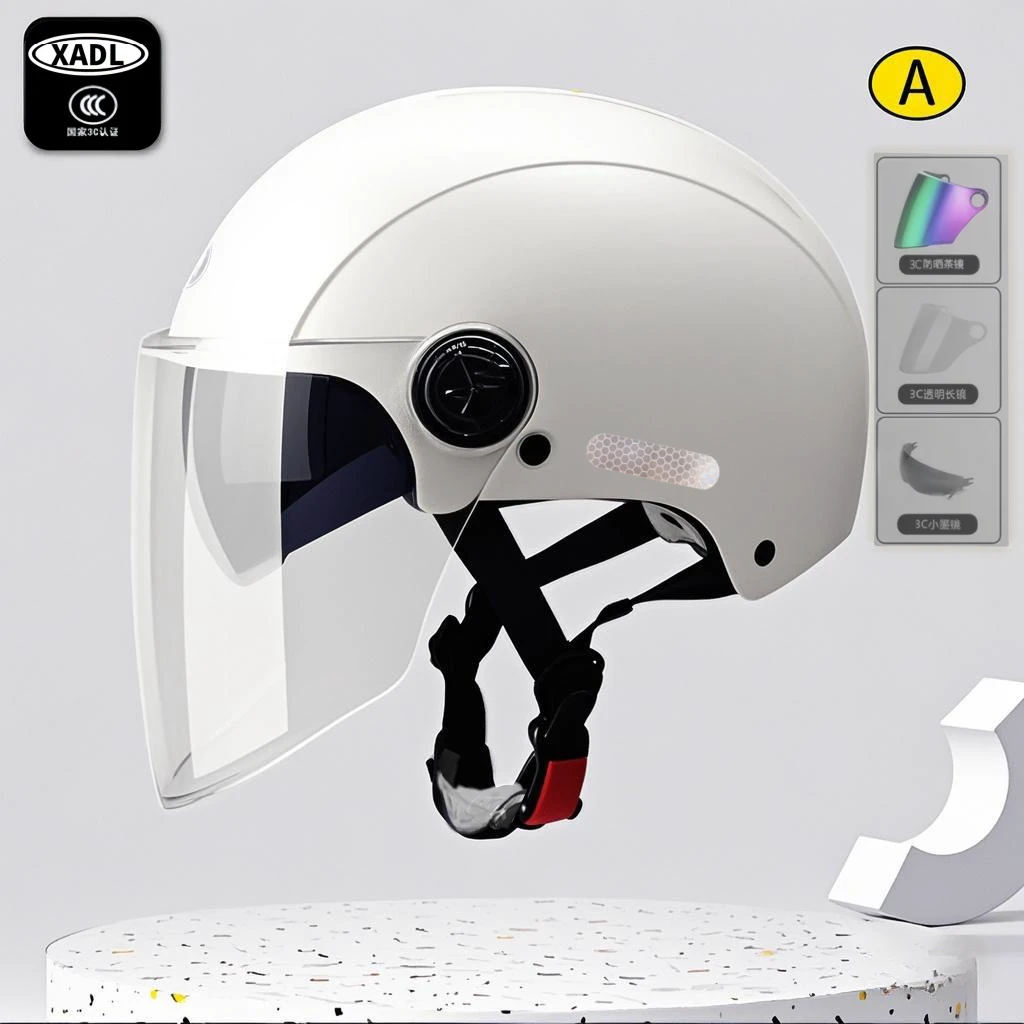 【XADL】双镜盔3C认证新国标电动车头盔男女士头盔安全帽夏季盔