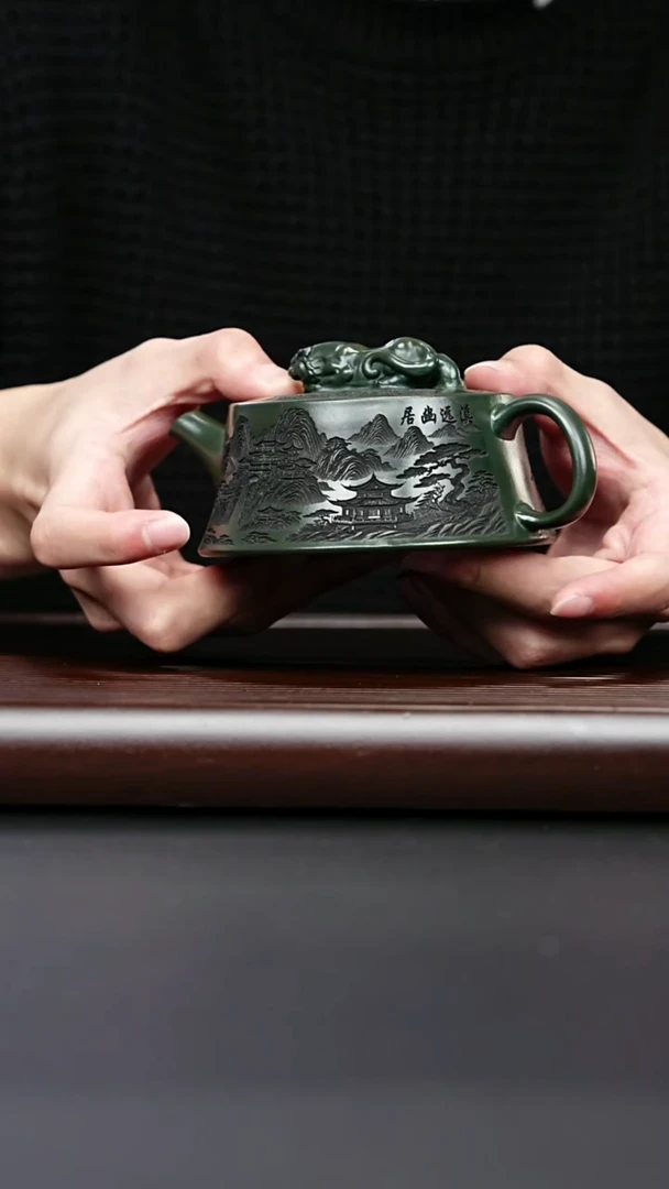 紫砂壶宜兴紫砂 卧虎藏龙一厂老墨绿 李三妹