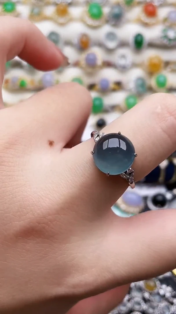 银S925镶嵌戒指翡翠154