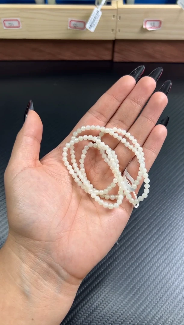 未镶嵌手串和田玉幽*米达微色差卡3*4