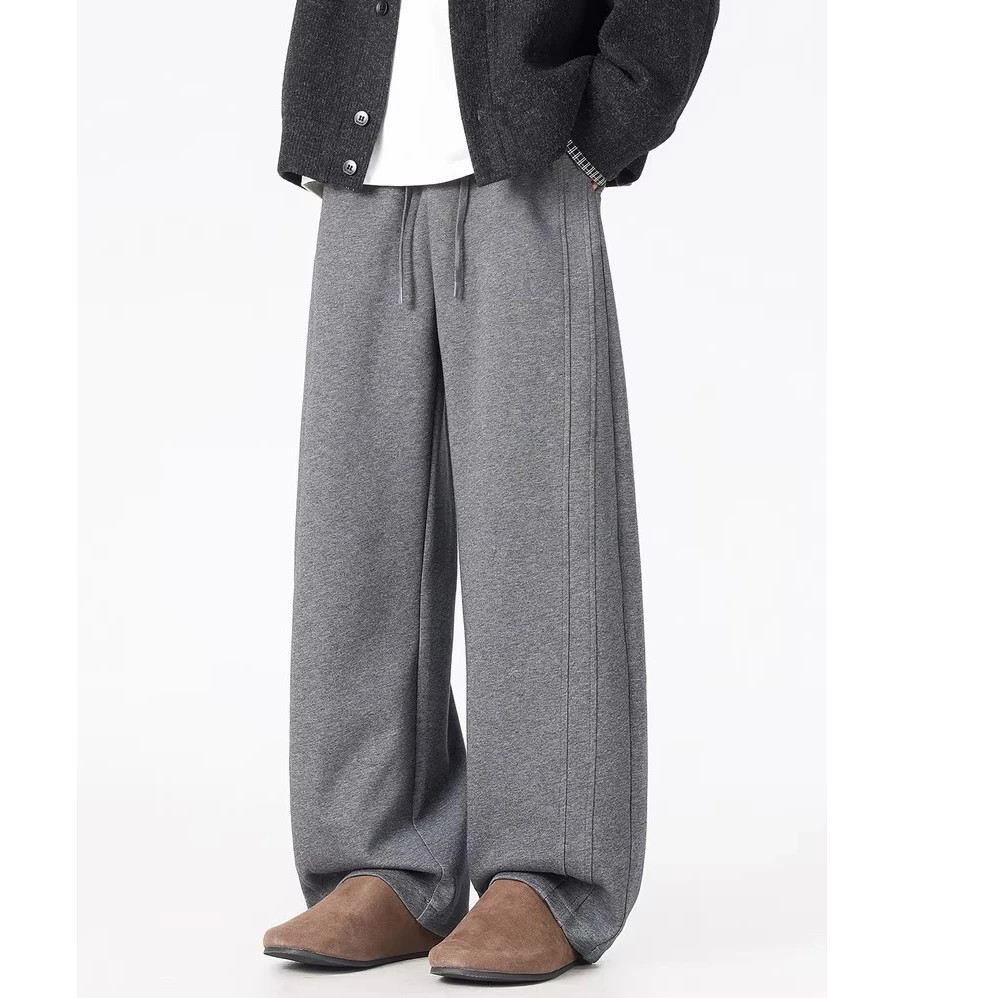 莫斯空气棉廓形秋冬重磅加厚加绒解构百搭休闲直筒裤舒适运动卫裤