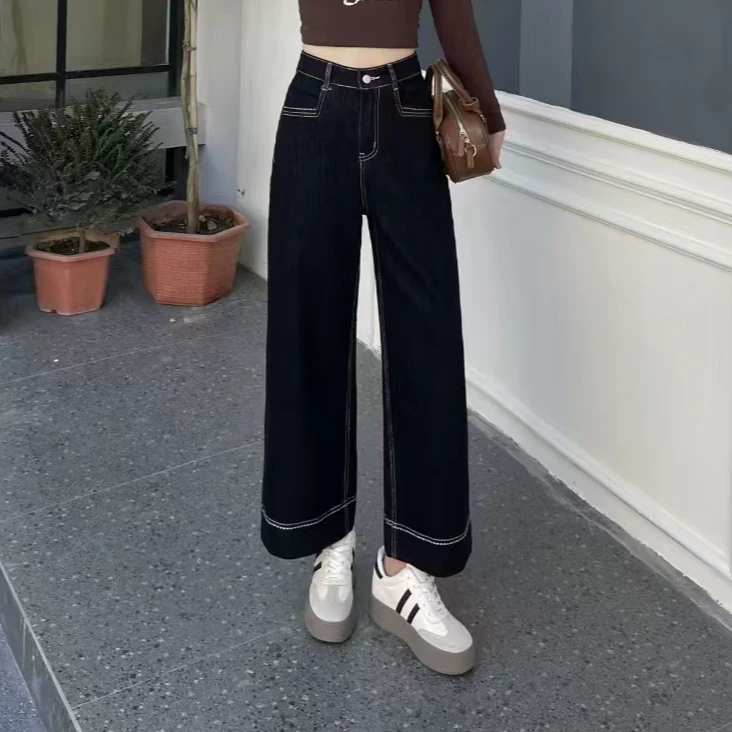 小施家南韩时尚设计高货九分直筒牛仔裤显瘦8610