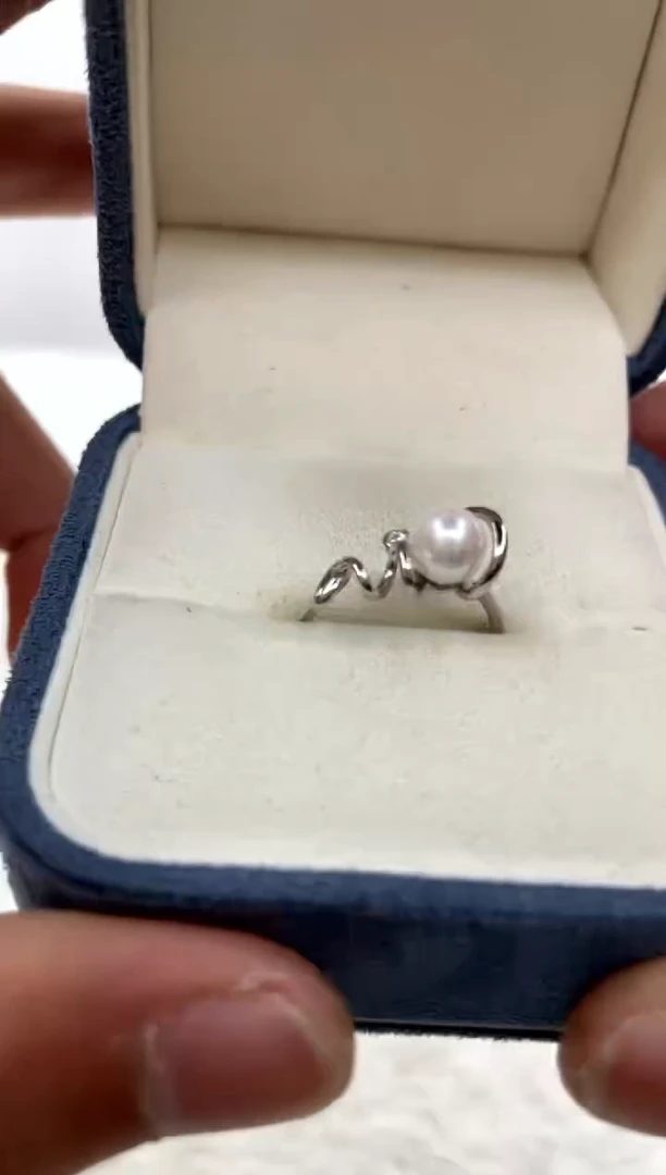 银S925镶嵌戒指海水珍珠