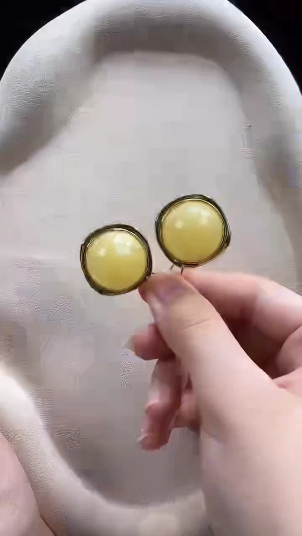 琥珀未镶嵌耳饰耳环