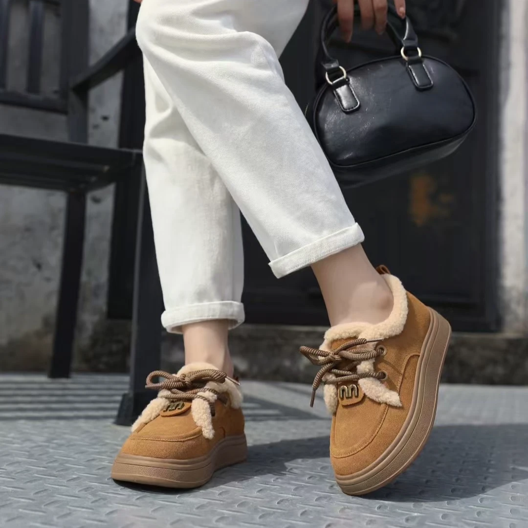 真皮羊羔毛勃肯鞋女 冬季新款复古加绒保暖休闲鞋 JRX 669-1