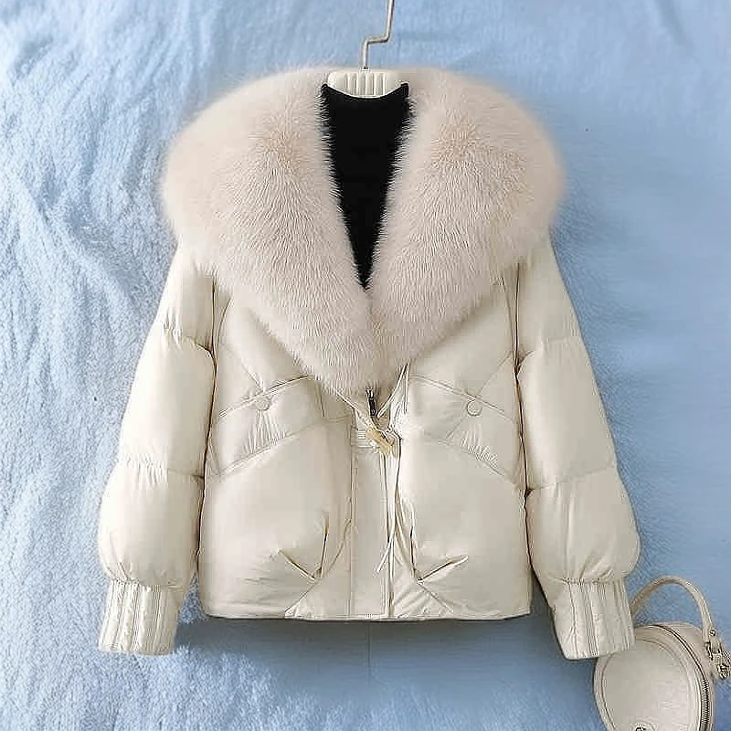 高级感超好看羽绒棉服女2024冬季新款保暖加厚大毛领宽松面包外套