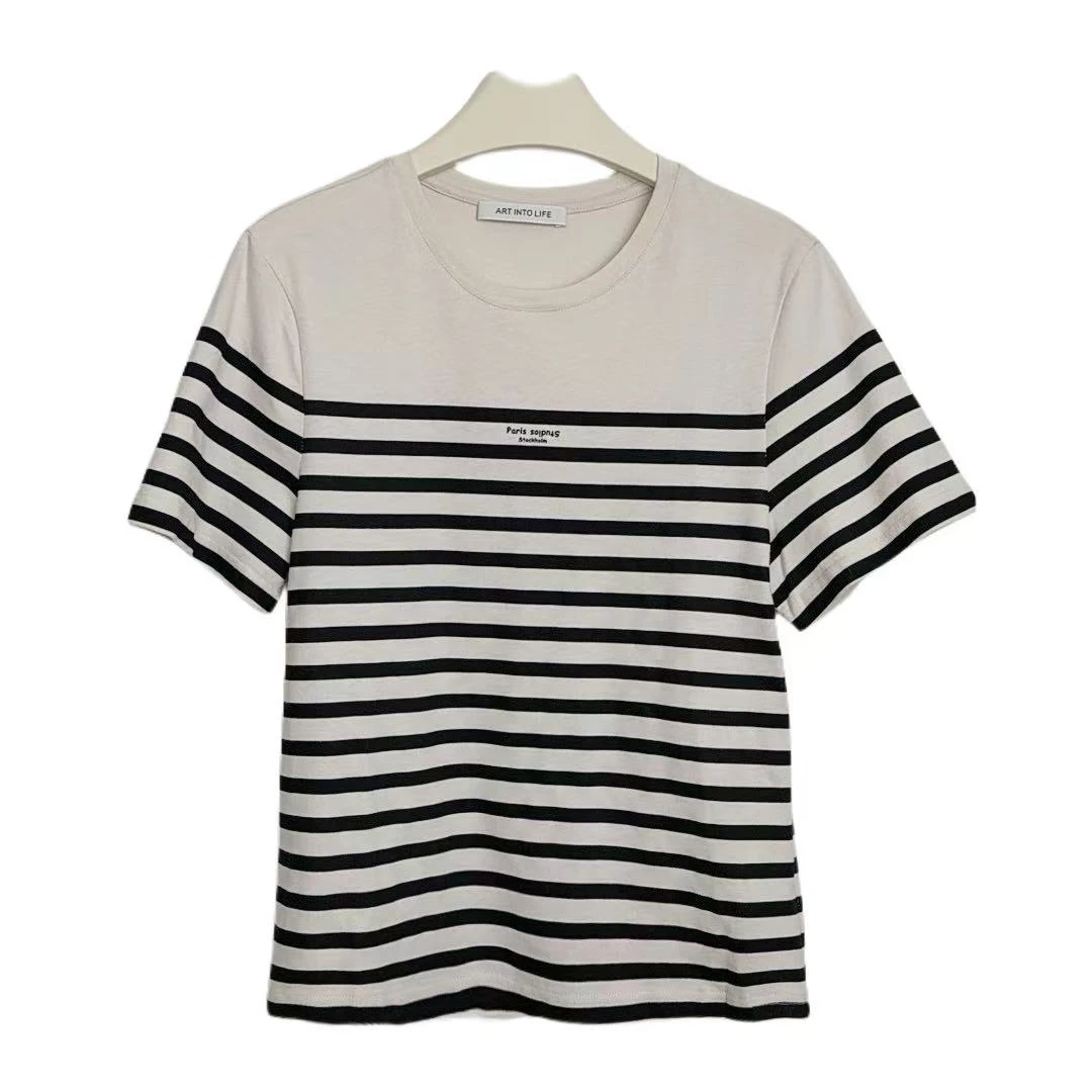 1039 丽丽--条纹T圆领宽松打底上衣