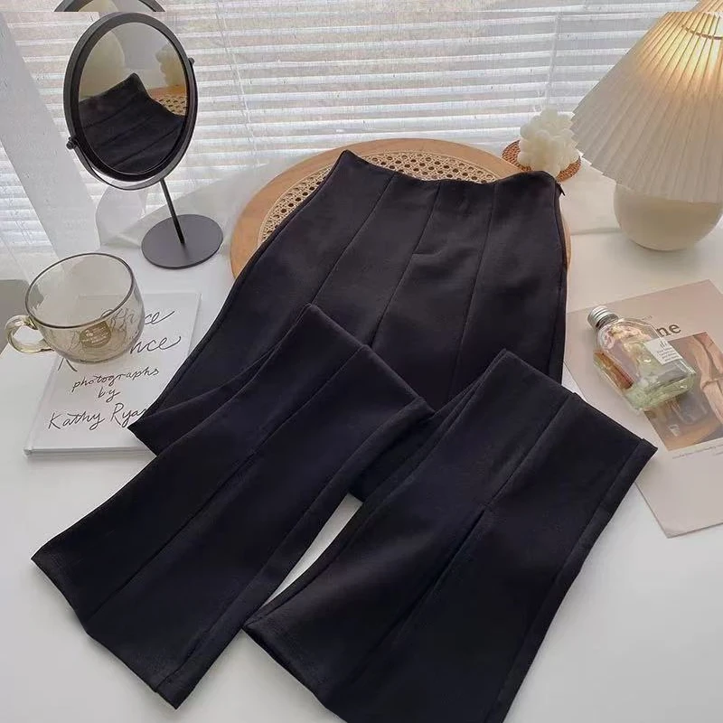 超火黑色高腰西裤女春季2025年新款韩版时尚显瘦微喇休闲长裤