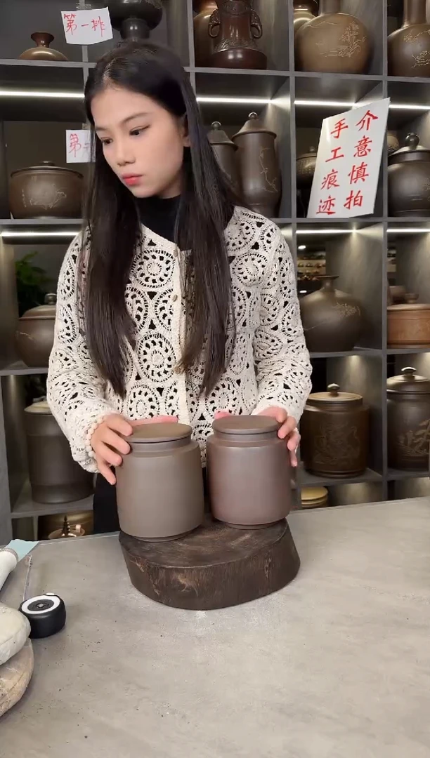 【闪购商品】罐本陶手作泥兴陶半斤装茶叶罐手工痕迹两个