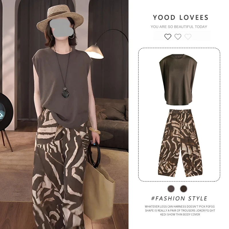 时尚套装2025女夏新款圆领宽松显瘦气质休闲时尚简约穿搭一整套潮