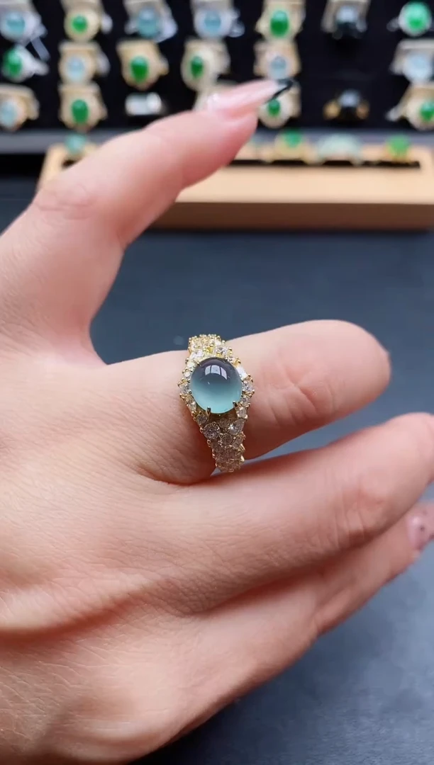 银S925镶嵌戒指翡翠1