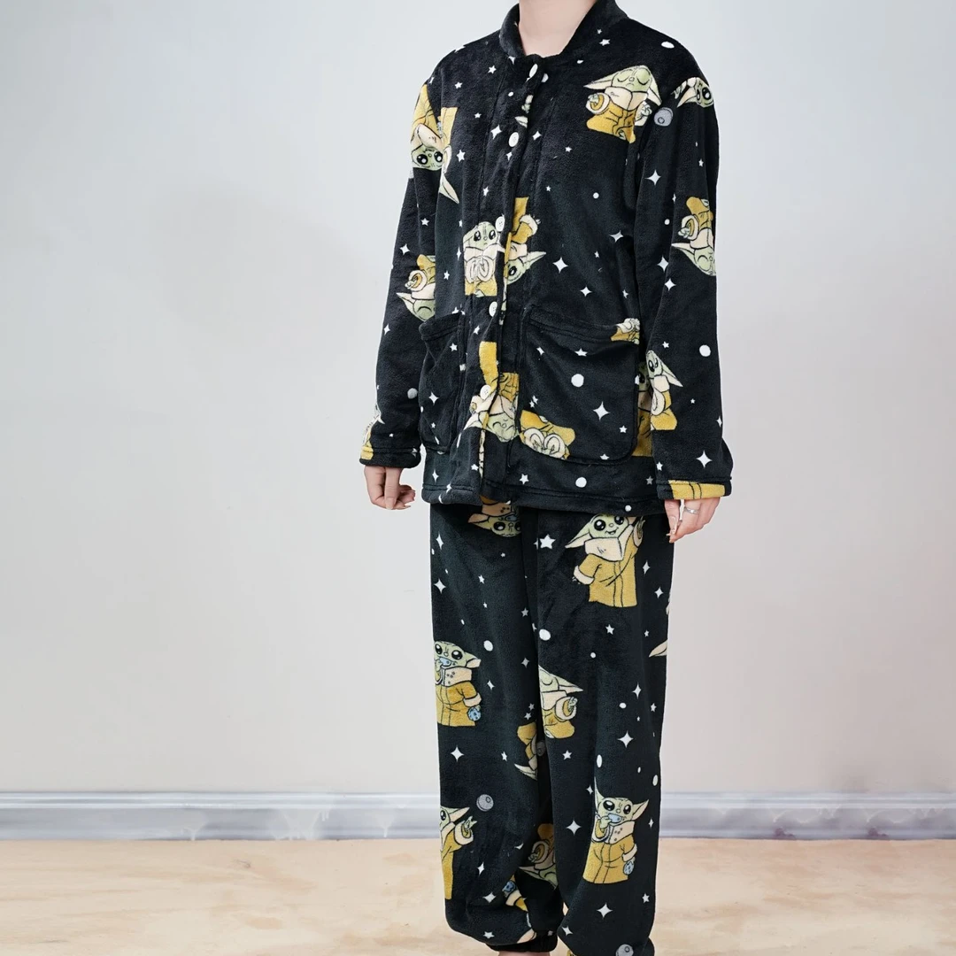 （可爱风）外贸原单牛奶绒宽松大码女士秋冬舒适家居服保暖长袖