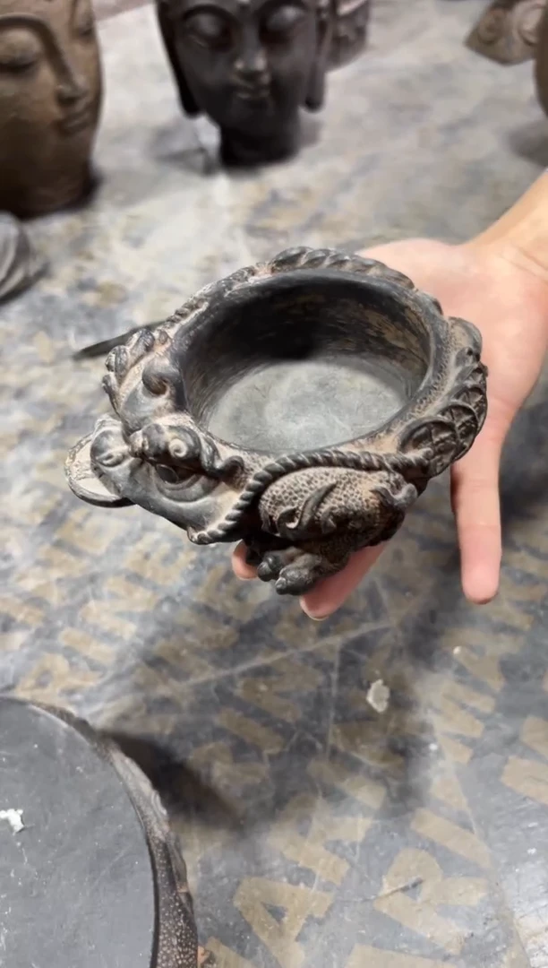陶土【合成青石】金蟾盆
