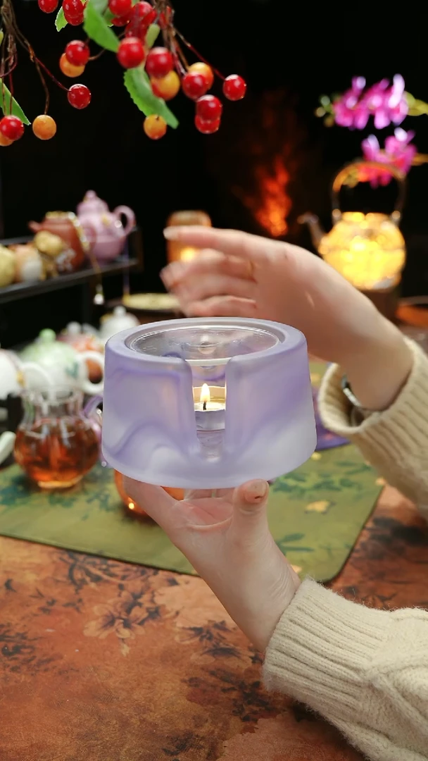 【闪购商品】紫色水晶琉璃蜡烛温茶台