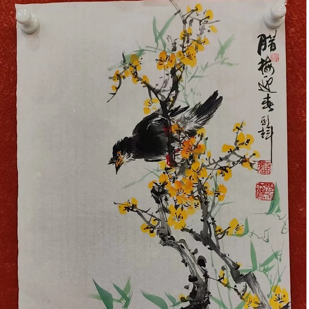 国画-颜新辉-四尺三开-腊梅