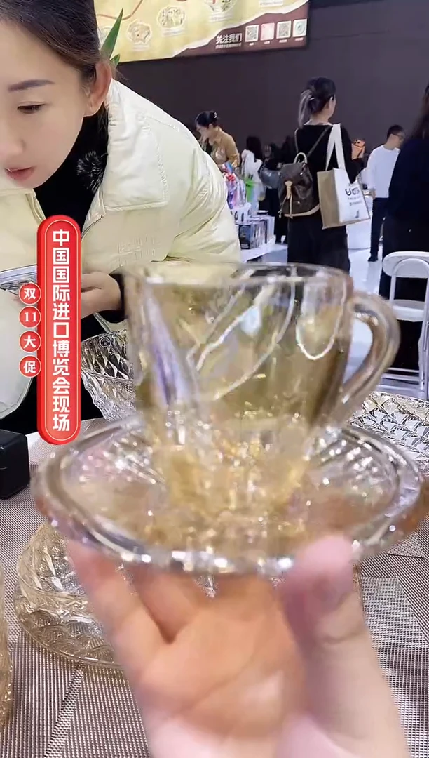 水晶高脚款3杯3蝶