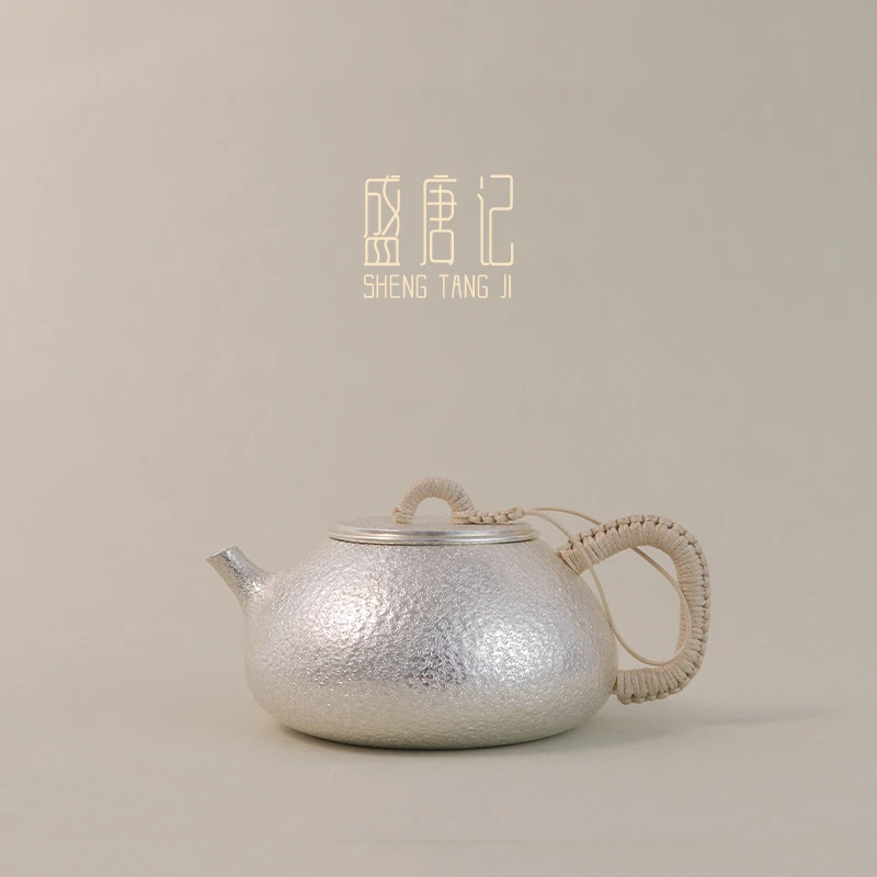 儒益文创 石瓢银壶999足银纯手工一张打 家用功夫泡茶银壶