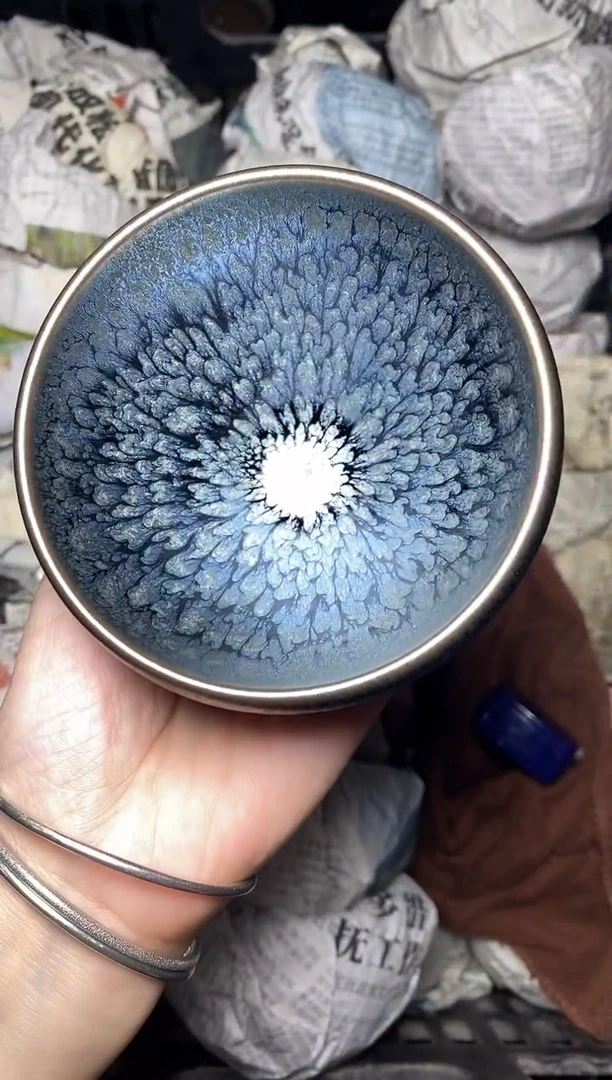 茶盏银蓝百花 盏三疯建盏茶器
