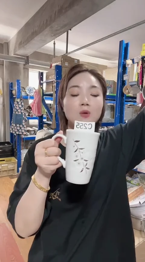 瓷片全新高端瓷器白樱杯一只C254