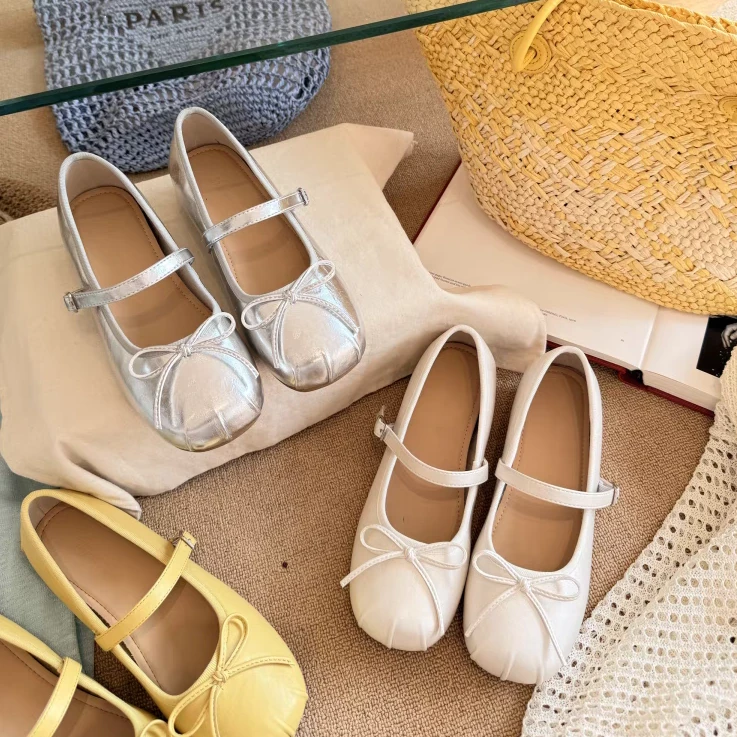 法式内增高银色单鞋女2025新款夏配裙子芭蕾风晚晚鞋玛丽珍小皮鞋