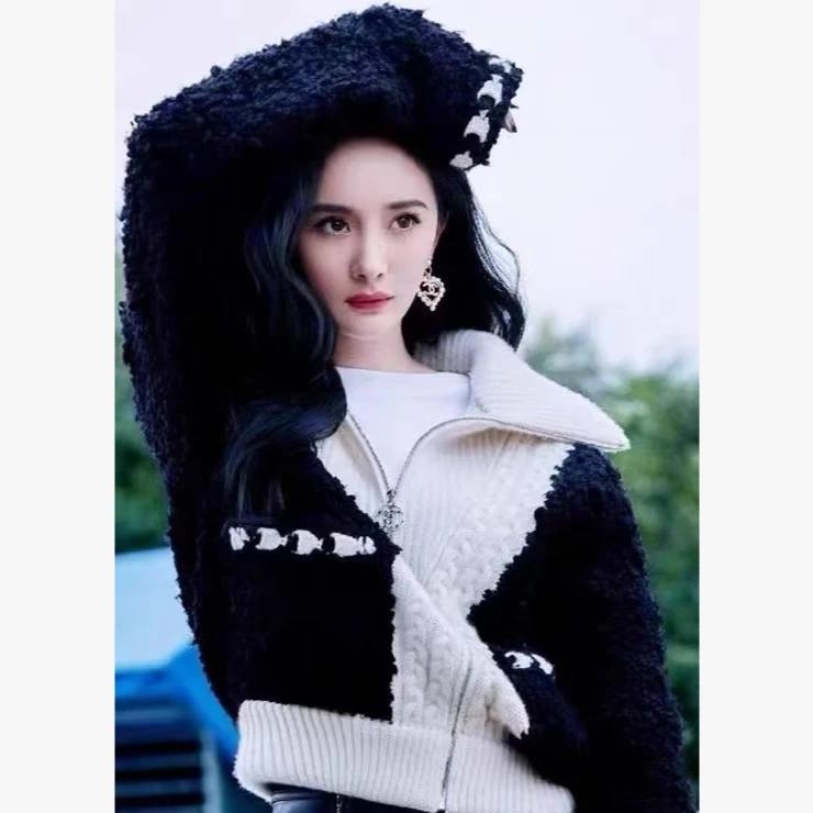 99新 Chanel/香奈儿 黑白熊猫配色针织外套 36码杨幂同款