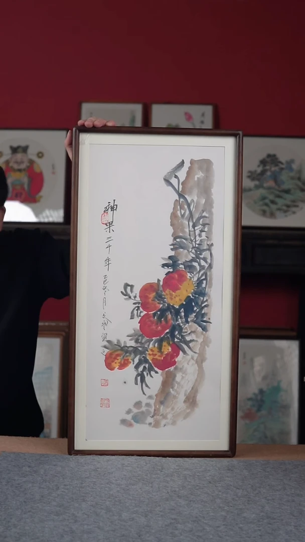 国画纯手绘纯手写-带框尺寸36*69