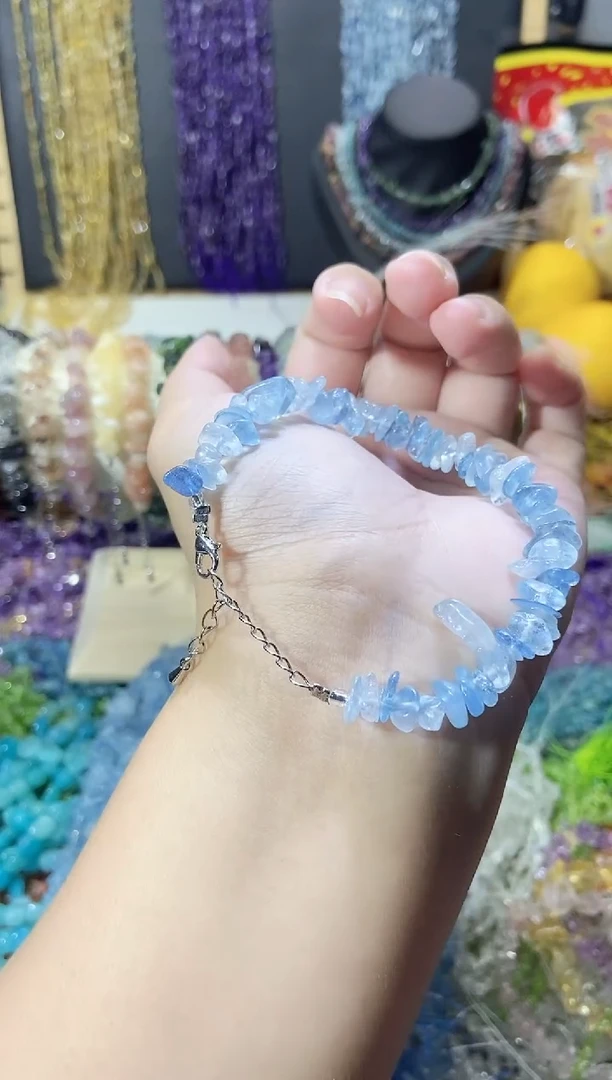 未镶嵌珠宝半成品水晶海蓝宝手链