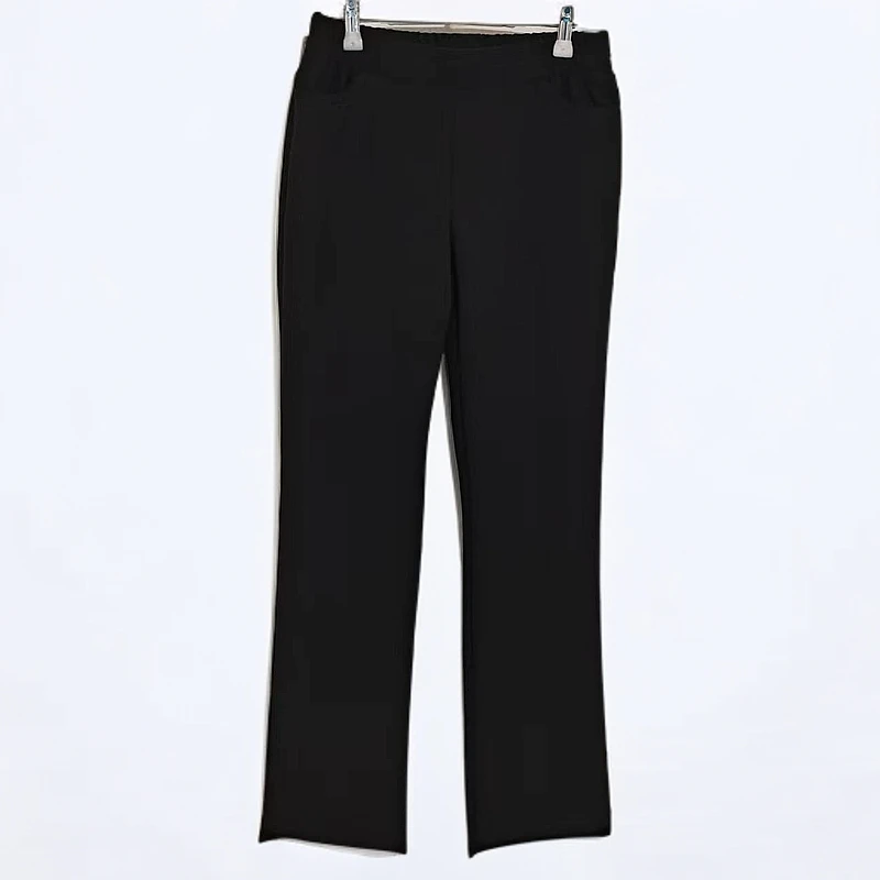 【韩国设计师衣吧】高弹力显瘦腰带皮筋中高腰前短后长小直筒裤