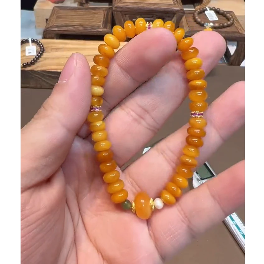 单圈算盘珠蜜蜡手串7mm手链0931多样性发一