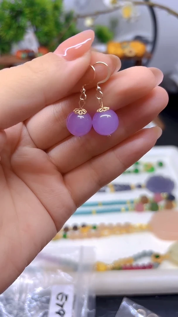 14K金镶嵌翡翠耳饰E795