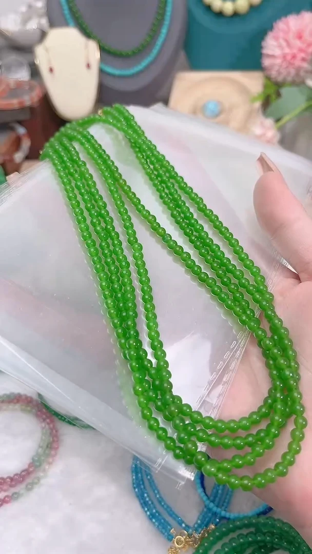 和田玉（碧玉）银S925镶嵌颈饰圆99