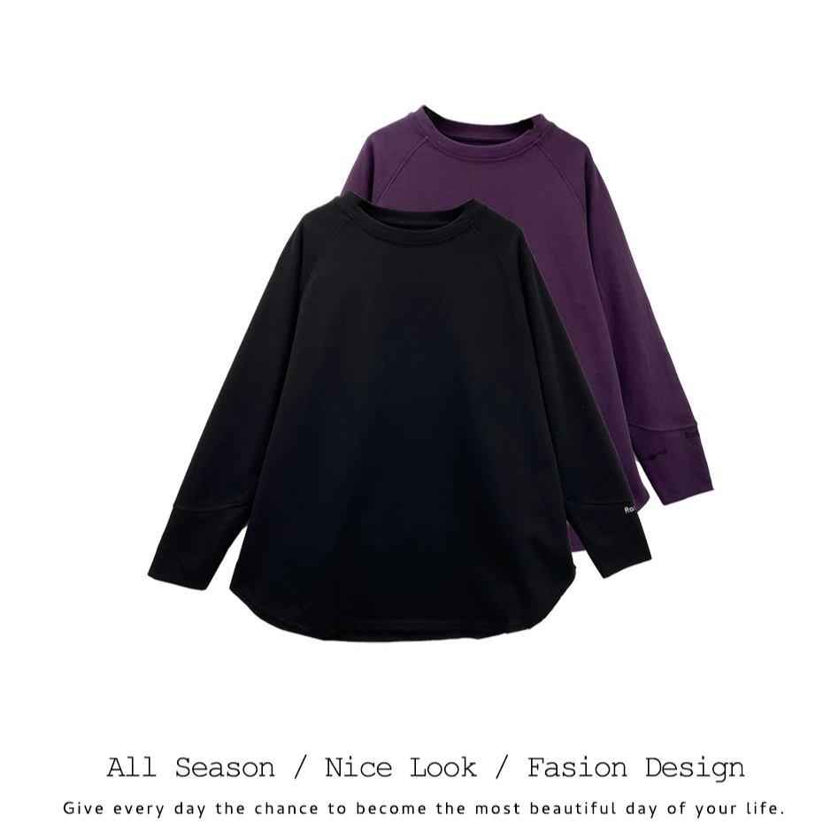 949    时尚双色秋冬舒适宽松百搭圆领长袖     款号#11151