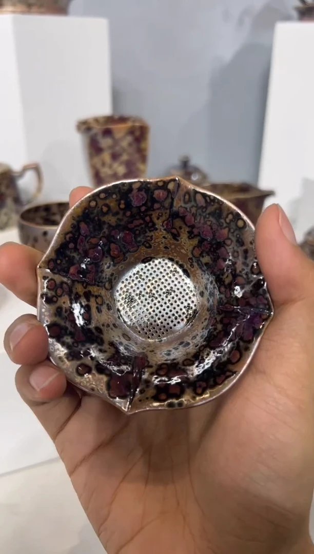 59柴房陶瓷柴烧斑鹿茶漏