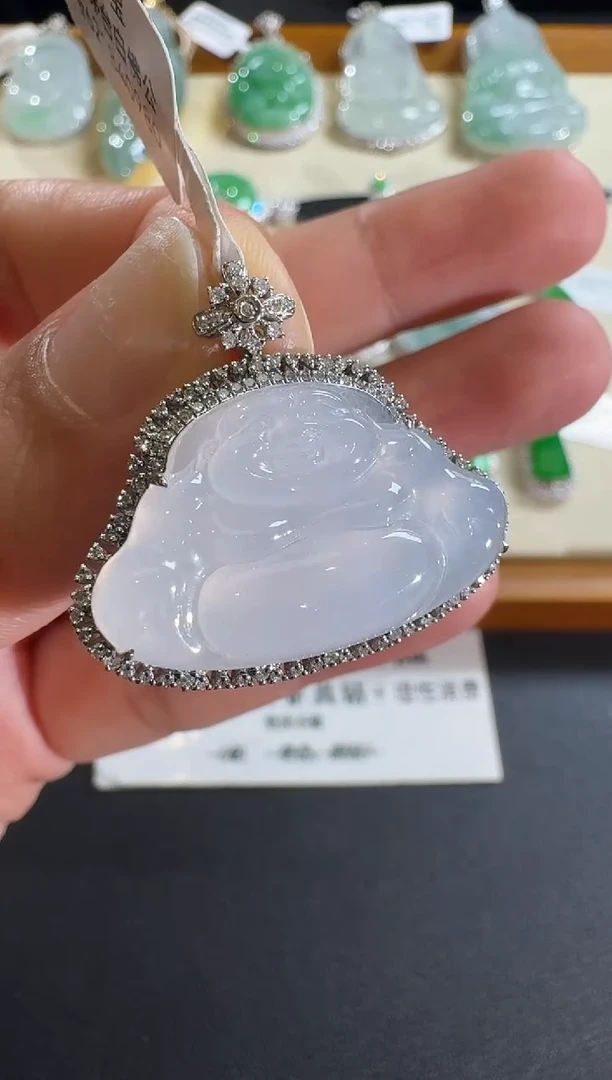 【闪购商品】翡翠吊坠(不含链)18K金镶嵌【源头工厂】钻石镶嵌