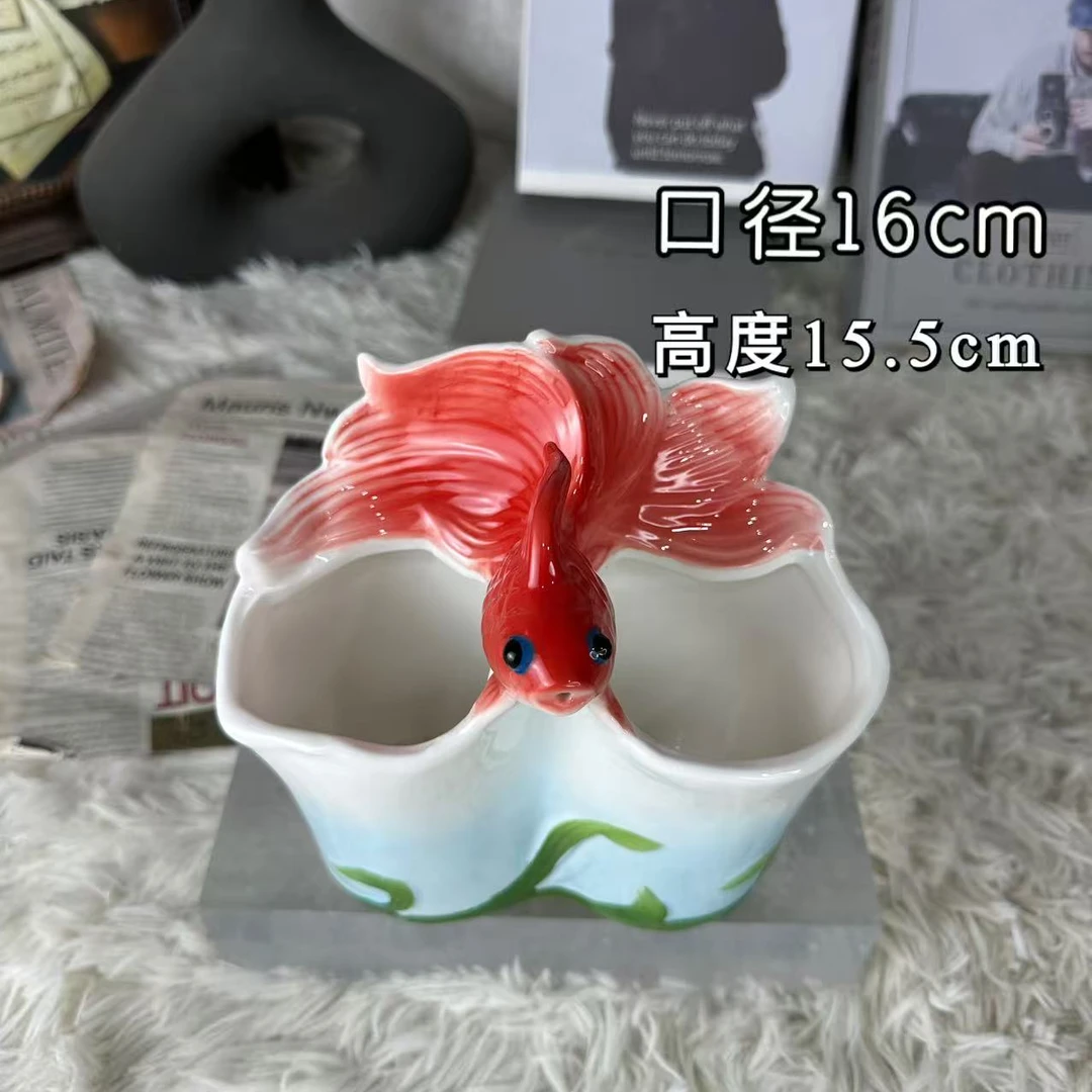 【玲珑专属】陶瓷鱼系例珐琅瓷笔筒筷子筒