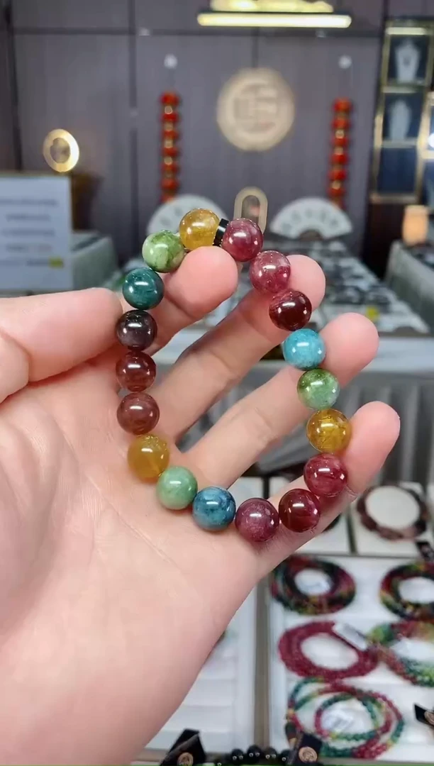 未镶嵌透体老矿碧玺单圈手串10mm+碧玺xion多样性发货一条
