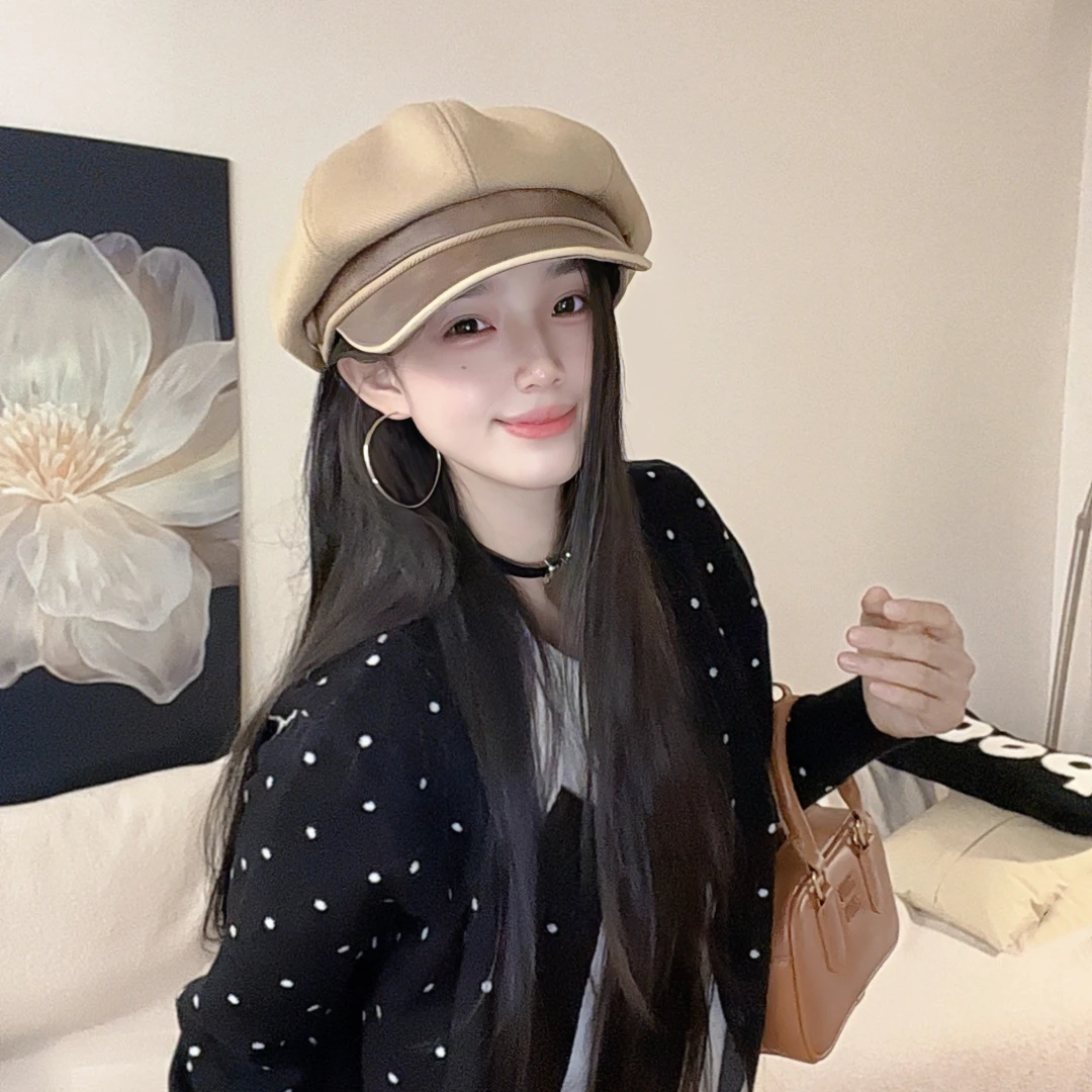 韩版毛呢八角帽女气质网红秋冬文艺复古画家帽显脸小百搭贝雷帽