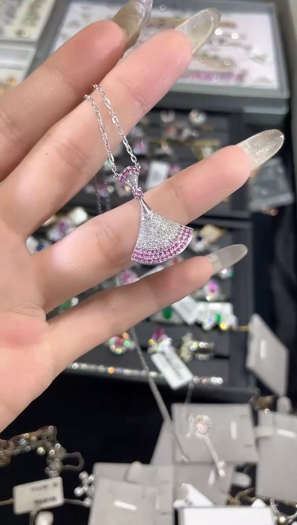 铂Pt900镶嵌项链钻石JZ