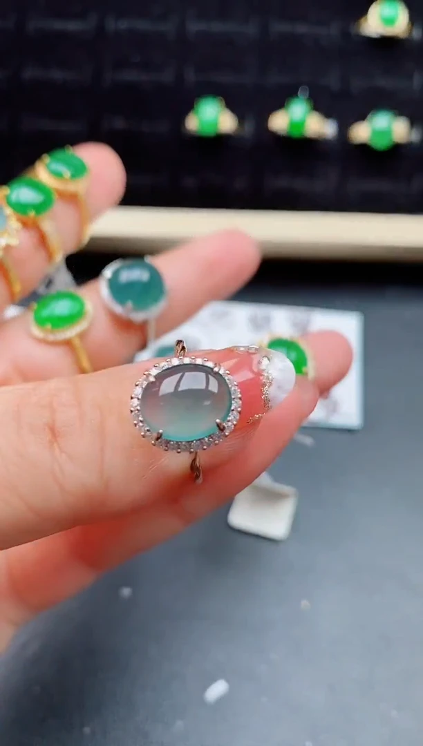 【闪购商品】翡翠戒指银S925镶嵌58000