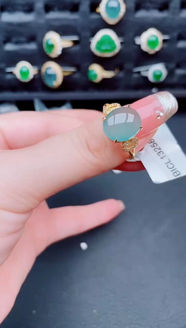 翡翠戒指银S925镶嵌天然a货翡翠484